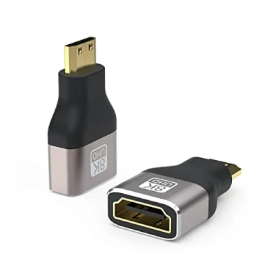 Afbeelding van VMOJO 8K Mini HDMI stekker naar busadapter, 48 Gbit/s, 2.1 versie verlengadapter conversie voor laptop, camera, HDTV, ondersteuning @60Hz/4K @144Hz (2 stuks)