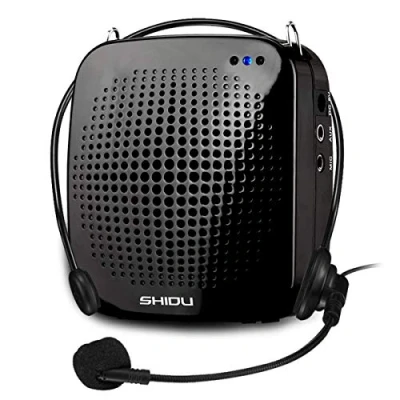 Afbeelding van Spraakversterker draagbare SHIDU stemversterker luidspreker met microfoon headset megafon15w 2000mah oplaadbare voor leraar, reisleider, openbare toespraak, opleiding