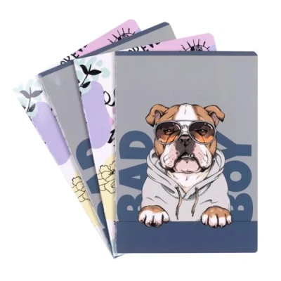Afbeelding van gimboo Schoolschrift/formaat A5, 32/32 vellen, gelinieerd, 3 / gemengde verpakking van 8 stuks stuks/verpakking motieven gesorteerd/voor kinderen voor de eerste schooldag, zonder rand/witte