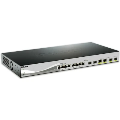 Afbeelding van D Link DXS 1210 12TC/E netwerk switch Managed L2 10G Ethernet (100/1000/10000) 1U Zwart, Zilver