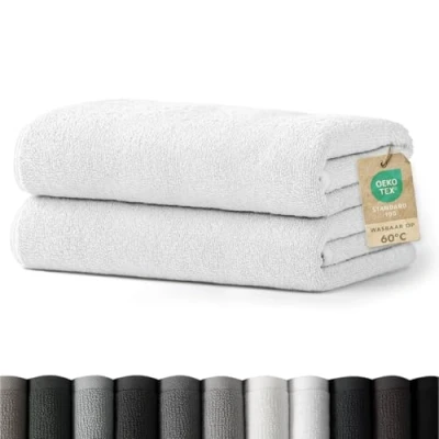 Afbeelding van Blumtal handdoekenset 2 saunahanddoeken 80x200 zacht en absorberend, 100% katoen, Oeko Tex 100 gecertificeerd, wit