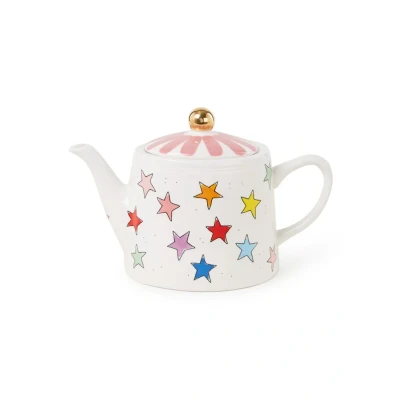 Afbeelding van Blond Amsterdam Even Bijkletsen Star Mix theepot 1,5 liter Wit