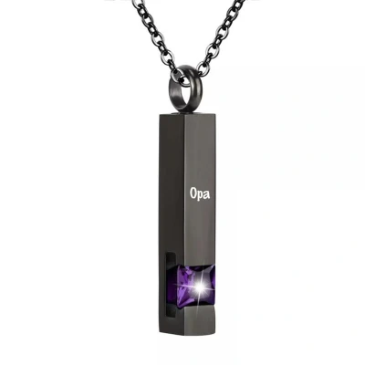 Afbeelding van Luxe Ashanger Met Ketting En Gravering Opa Assieraad Zwart Paarse Steen As Gedenksieraad Urn Incl. vuller
