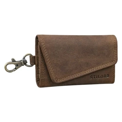 Afbeelding van STILORD &#039;Tinus&#039; Sleuteletui met Kaarthouder Leer Vintage Key Organizer Munt Sleutelhanger Krabijnhaak Wallet RFID Blokkering Sleutelmapje Echt Leder, Kleur:middel bruin