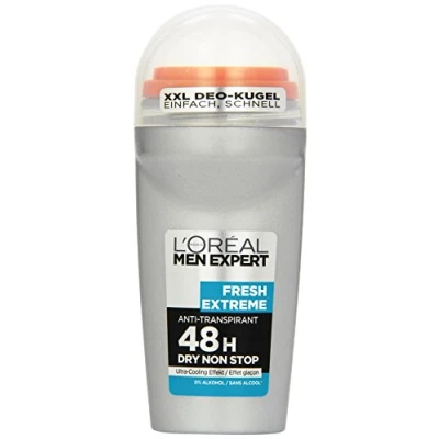 Afbeelding van 50 ml Loreal Men Expert Deoroller 48 uur anti transpirant NON STOP Fresh Extreme 3 x (verpakking van 3)