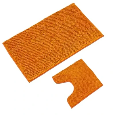 Afbeelding van WohnDirect 2 delige badmat met decolleté antislip en machinewasbaar wc hals oranje