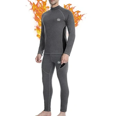 Afbeelding van MEETWEE Heren thermisch ondergoed set, compressielaag lange johns mouwen top shirt pak voor winter workout, Grijs, S