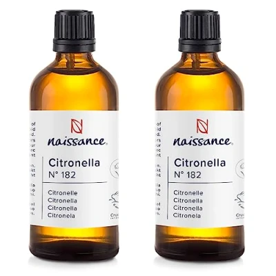 Afbeelding van Naissance Citronella Etherische Olie (nr. 182) 200 ml (2x100 ml) 100% Natuurlijke Schone voor Cosmetica, Aromatherapie, Geurlamp Geurolie Aroma Diffuser