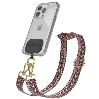 Afbeelding van EAZY CASE Universele mobiele telefoonketting om rond de nek te hangen compatibel met elke telefoon Ketting kan gecombineerd worden hoesje Mobiel telefoonkoord Boho Roze Goud