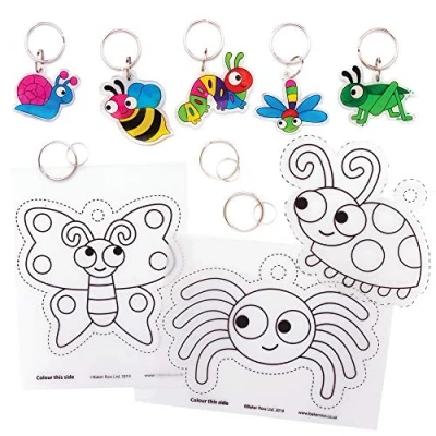Afbeelding van Baker Ross Kever sleutelhanger van krimpplastic knutselset voor kinderen (8 stuks) creatieve sets om te knutselen en decoreren in de lente