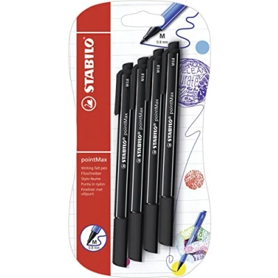 Afbeelding van Fineliner STABILO pointMax 4 stuks zwart
