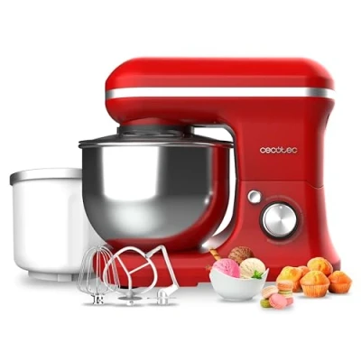 Afbeelding van Cecotec Mixer Kneedmachine Cecomixer Merengue 5L 1200 Ice Cream Red. W, 5 functies, L Roestvrijstalen Kom en Accessoires om te Kloppen Kneedden, Inclusief Ijsfunctie