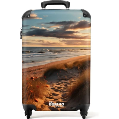 Afbeelding van NoBoringSuitcases.com® Handbagage koffer lichtgewicht Reiskoffer trolley Strand met helmgras Rolkoffer wieltjes Past binnen 55x40x20 en 55x35x25