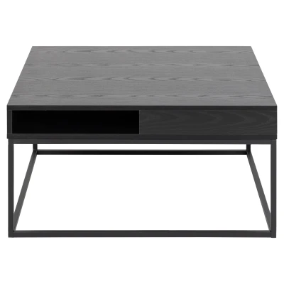 Afbeelding van Salontafel Horve 80x80 cm in zwart eiken met open vakken