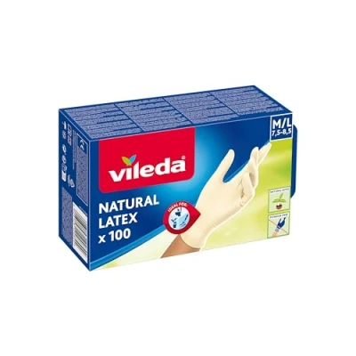 Afbeelding van Vileda Wegwerphandschoenen Multi Latex M/L Poedervrij, 100 Stuk
