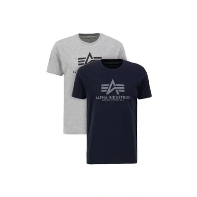 Afbeelding van Alpha Industries 2 PACK Tshirt print, Heren, Maat: XL, Grey heat rep blue