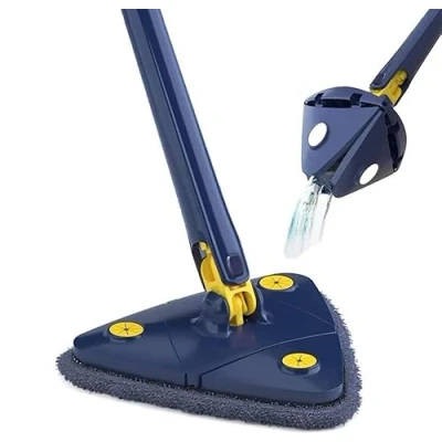 Afbeelding van AnGLEMOP Vloerwisser met 360 graden draaibare voet en telescoopsteel, microvezel mop voor laminaat, tegels, houten vloeren, parket, marmer, vloer, muren, wisser uitwringfunctie