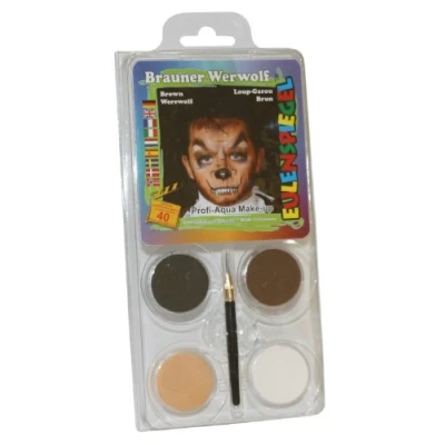 Afbeelding van Eulenspiegel 204702 Schminkset bruine Werwolf, penseel en handleiding (mogelijk niet beschikbaar in het Nederlands), 4 kleuren