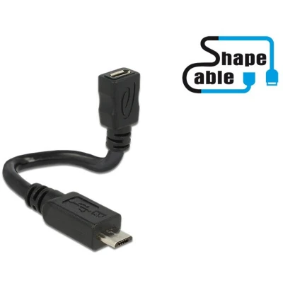 Afbeelding van Delock Cable USB 2.0 Micro B male&gt;USB female OTG ShapeCable 0.15 m