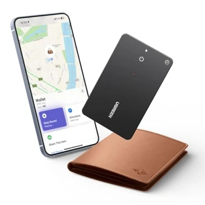 Afbeelding van UGREEN Finder Slim compatibel met Apple Find My (alleen iOS), Bluetooth tracker, IP68 waterdicht, oplaadbare portemonnee finder, SmartTag tracker kaart voor portemonnee, paspoorten, bagage