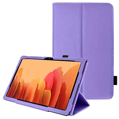 Afbeelding van TECHGEAR lederen hoesje voor Samsung Galaxy Tab A7 10,4 inch (SM T500 / T503 T505 T509) Premium PU slanke foliostandaard smart case cover met handriem, automatisch slapen/wakker [paars]