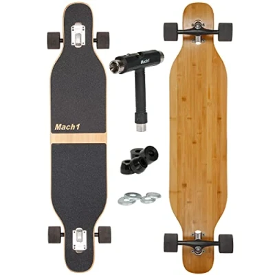 Afbeelding van Camber Longboard met keramische kogellagers in Flex1 Drop Through Cruiser Freeride Skaten compleet board T tool