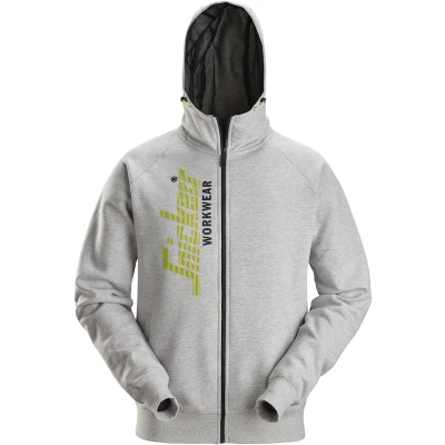Afbeelding van SNICKERS 2846 logo full zip hoodie (gemeleerd grijs) 28462800007