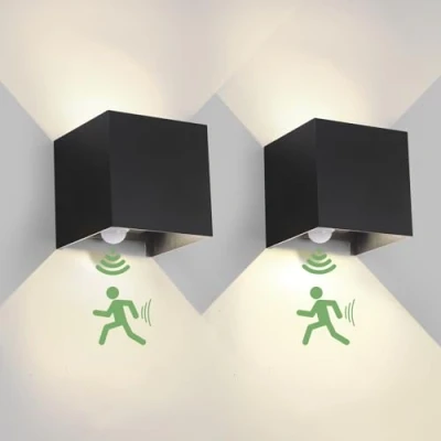 Afbeelding van Led wandlamp voor binnen, 6 W, met bewegingssensor, 4000K Natuurlijkwit, verstelbare stralingshoek, nachtlampje, trap, hal, zwart