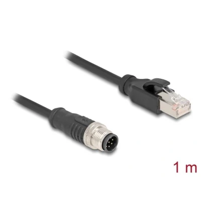 Afbeelding van Delock M12 Kabel A kodiert 8 Pin Stecker zu RJ45 PVC 1 m HQ