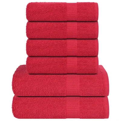 Afbeelding van 6 delige Handdoekenset 360 g/m 100% katoen rood