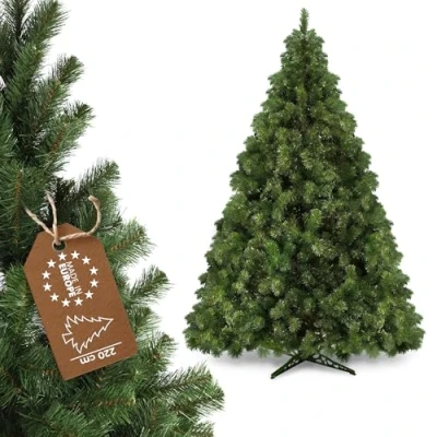 Afbeelding van KADAX Alpentanne 220, kerstboom, kunstkerstboom van pvc, dennenboom met standaard, kerstversiering, kunstboom, boom 435 takken (kerstboom 220 cm)