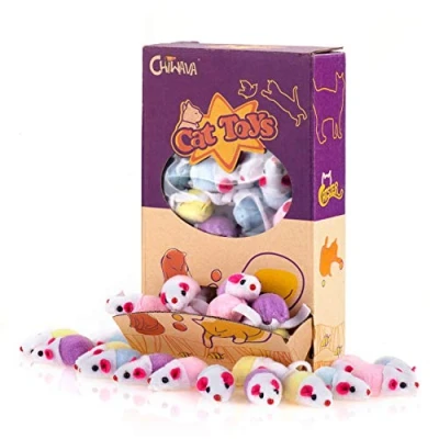 Afbeelding van Chiwava 36 STUKS 4,5 Inch Kleine Rammelaar Kat Speelgoed Muizen Leuke Dubbel Kleur Muis Kitten Interactief Speel Verschillende