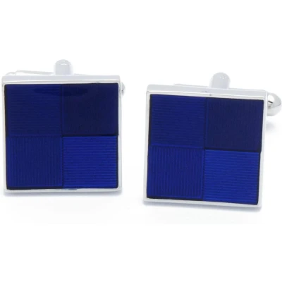 Afbeelding van Manchetknopen 4 Vlakken met Ribbels Blauw