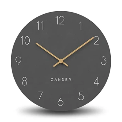 Afbeelding van Cander Berlin MNU 2630 A wandklok geruisloos zonder tikken 30 cm analoog woonkamer keuken modern vintage grijs houten wijzer