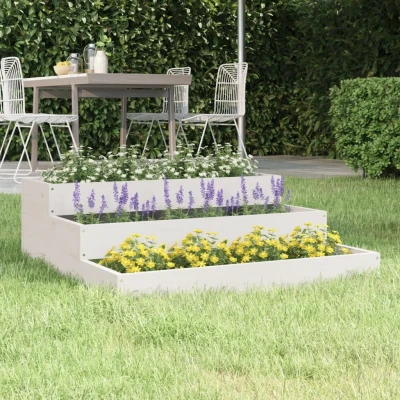 Afbeelding van Plantenbak 78x78x27 cm massief grenenhout wit