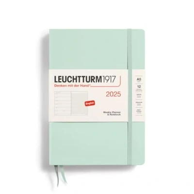 Afbeelding van Leuchtturm1917 Weekly Planner &amp; Notebook A5 Medium 12 maanden 2025 Hardcover Mint Green