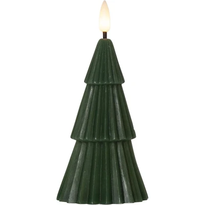 Afbeelding van Star Trading Kaars Grany, kerstboom, groen, zuilkaars, LED, timer, warm wit, 15 cm