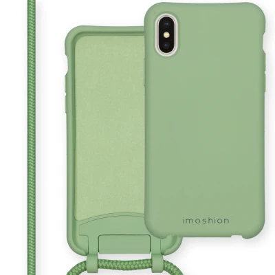 Afbeelding van Apple iPhone X Hoesje Siliconen en TPU (zacht) iMoshion Softcase/Koordhoesje/Backcover Groen Telefoonhoesje