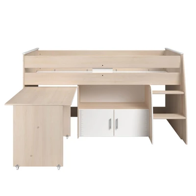 Afbeelding van Leen Bakker Halfhoogslaper Charly Acaciakleur 110x113,8x206,3cm Bedden Wit Spaanplaat Actona