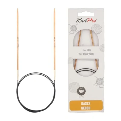 Afbeelding van KnitPro Basix berk: breipins: Circular: Vast: 60 cm x 2,50 mm, bruin, 2,5 mm