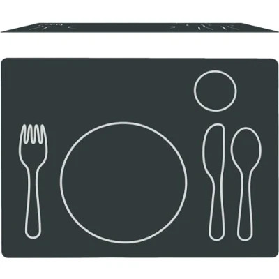 Afbeelding van Montessori Siliconen placemat voor kinderen afwasbaar (zwart, 40 x 30 cm)