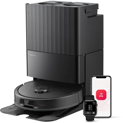 Afbeelding van roborock QV 35S robotstofzuiger, 10.000 Pa zuigkracht, dubbele anti klitborstels, slimme obstakelvermijding, opklapbare, draaiende dweilen, automatisch zelfdrogend, zwart