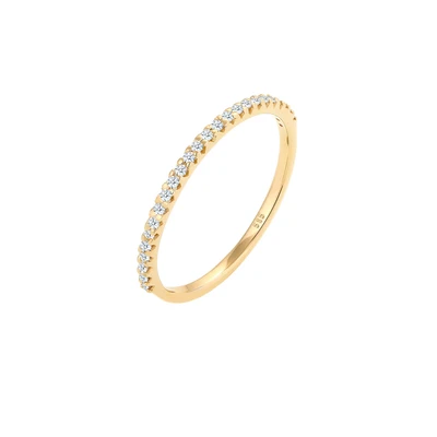 Afbeelding van Elli DIAMONDS Ring Dames Geo Microsetting met Diamant (0.125 ct.) in 585 Geel Goud