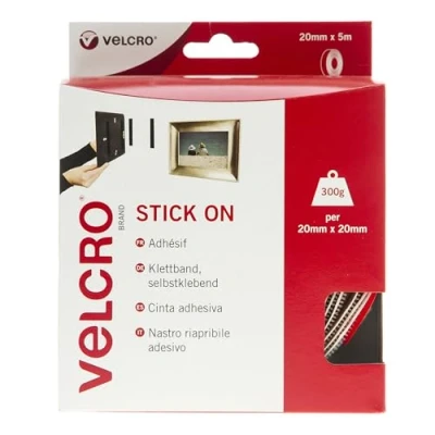 Afbeelding van VELCRO Brand VEL EC60216 klittenband zelfklevende, 20 mm x 5 m rol wit,