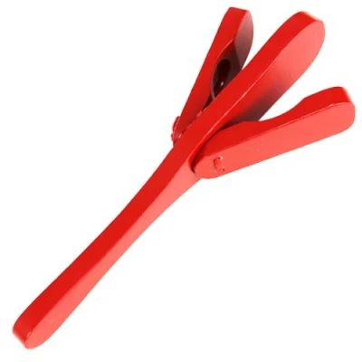 Afbeelding van A Star houten traditionele hand castanet klepel in rood
