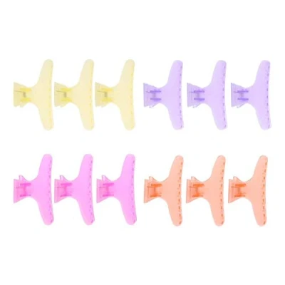 Afbeelding van Sonew Kleurrijke haarklemmen, 12 delige set, mooie vlinder haarspelden, clip, kappersgereedschap voor vrouwen en meisjes (transparant)