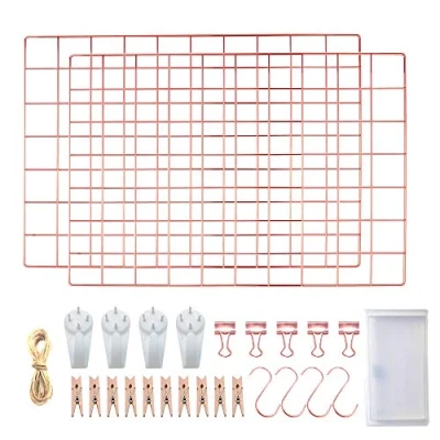 Afbeelding van rooster fotowandrooster roségoud prikbord wand metalen decoratie set van 2 multifunctionele memoboard goud 42 x 31 centimeter