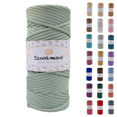 Afbeelding van polyester koord 5 mm 100 m, vele kleuren, plat koord, gehaakt macramé garen, glanzend Sznurkomania (donker olijf)