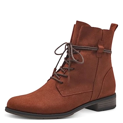 Afbeelding van Marco Tozzi Veterboots, Dames, Maat: 39, Cognac Textiel
