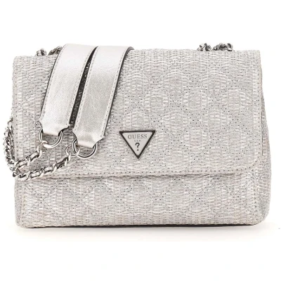 Afbeelding van GUESS schoudertas avondtas Giully II Compound Convertible Flap Bag Silber zilverkleurig